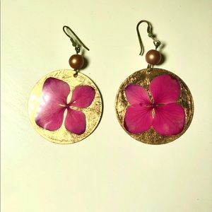 - Brass earrings in hand painted gold